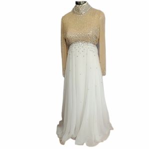 Vintage Estevez Rhinestone Illusion Chiffon Gown